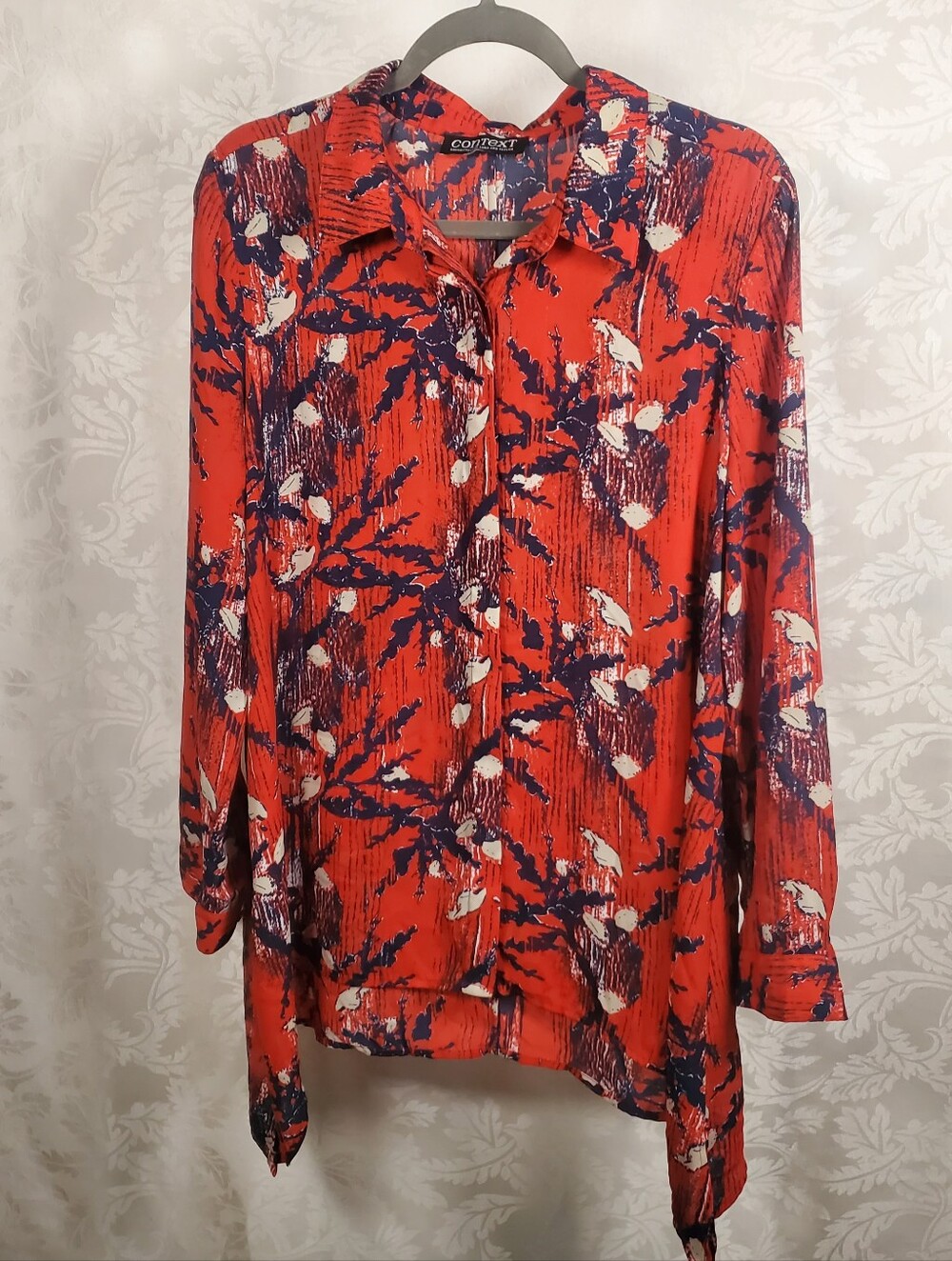 Context Red Button-Up Blouse